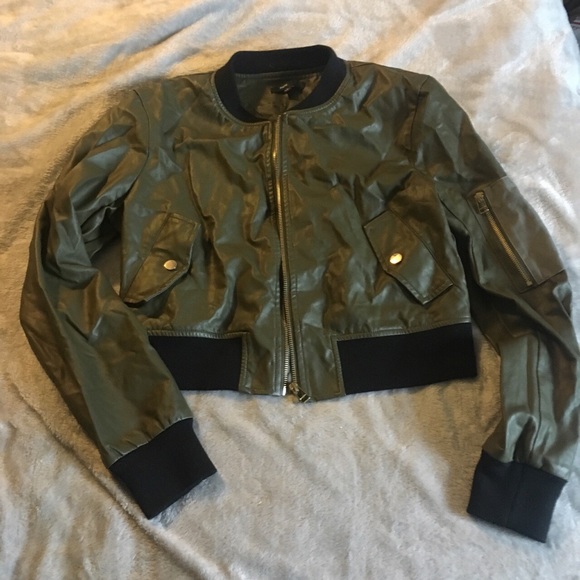 UO Fate Leather Bomber Jacket - Picture 2 of 4